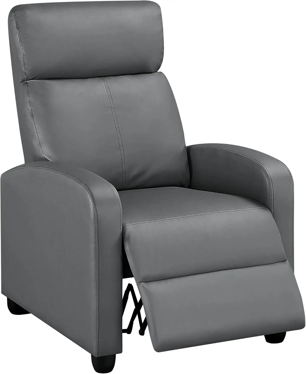 Single Recliner Chair PU Leather Recliner Sofa Padded Seat Club Chair for Living Room Home Theater Seating Silver Gray