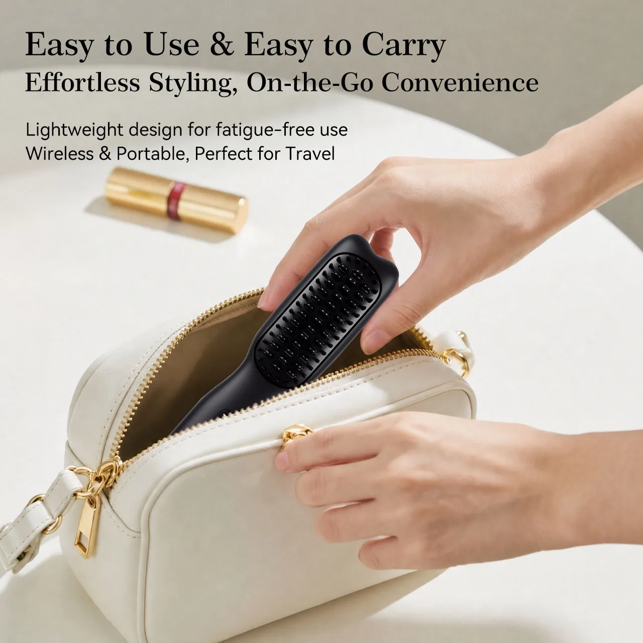 Hatteker Wireless Hair Straightening Comb Portable USB Multi-temperature Control Straightener And Curler for All Hair Types 7