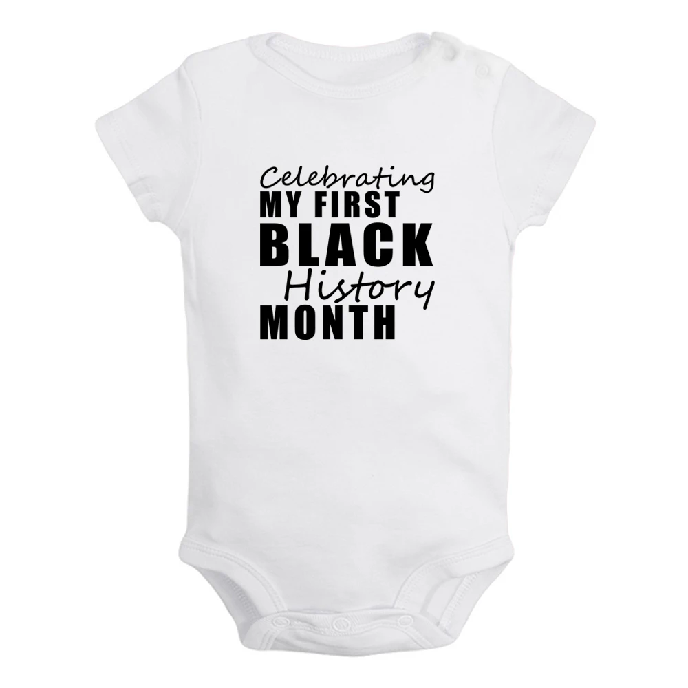 Celebrating My First Black History Month, Baby Bodysuit Cute Boys Girls Rompers Infant Short Sleeves Jumpsuit Newborn Clothes