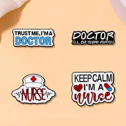 Cute Medical Series Enamel Brooch Creative Doctor Nurse English Letter Gift Lapel Pin Badge Backpack Clothing Hat Accessories