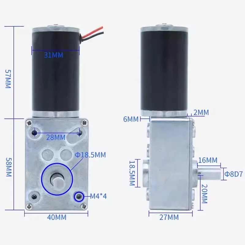 Worm gear DC reduction motor 5840-31ZY large torque right angle micro small low-speed motor 12V 24V