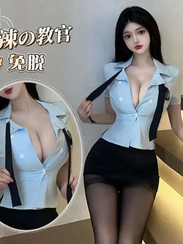 ファッション女性ミニドレス V ネックセクシーな下着女性制服誘惑胸ビッグドレスエレガントな甘い 2024 トップス Tシャツ AR2T