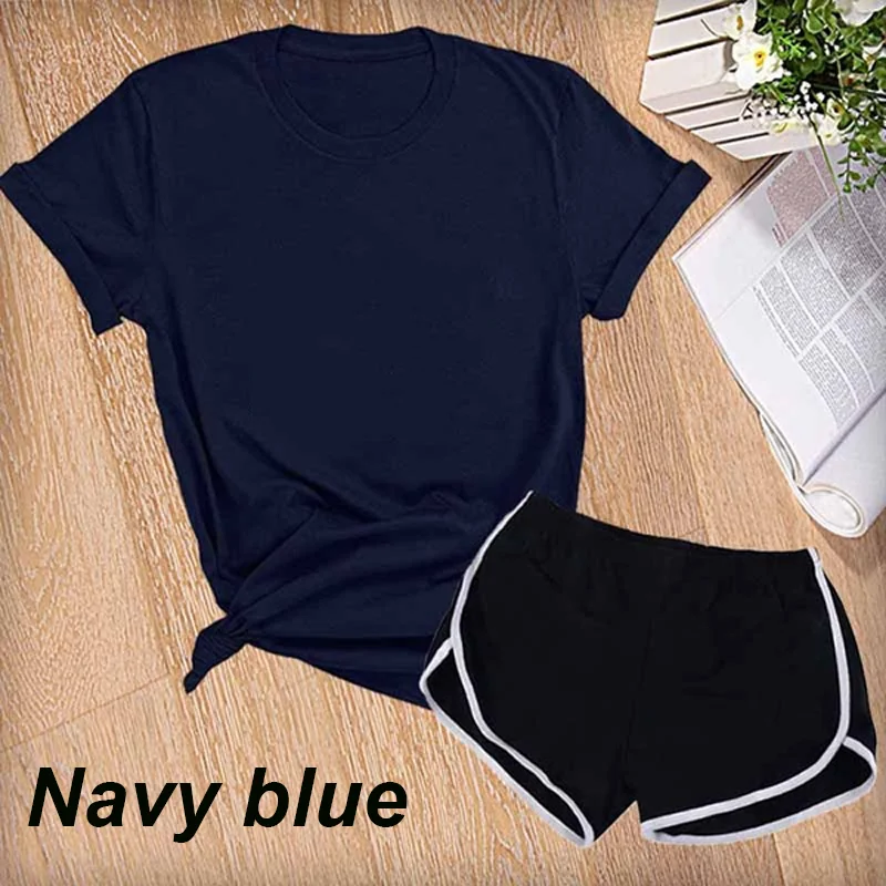 New Women Summer Short Set Sport Wear Suit Jogging Suit Yoga Casual T-shirt and Shorts