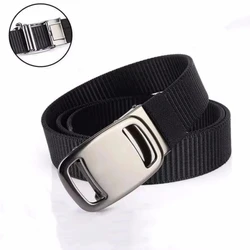 Canvas Men's Belt Metal Automatic Buckle Toothless Outdoor Military Training Jeans Decor Fashion Simple Thickened Waistband