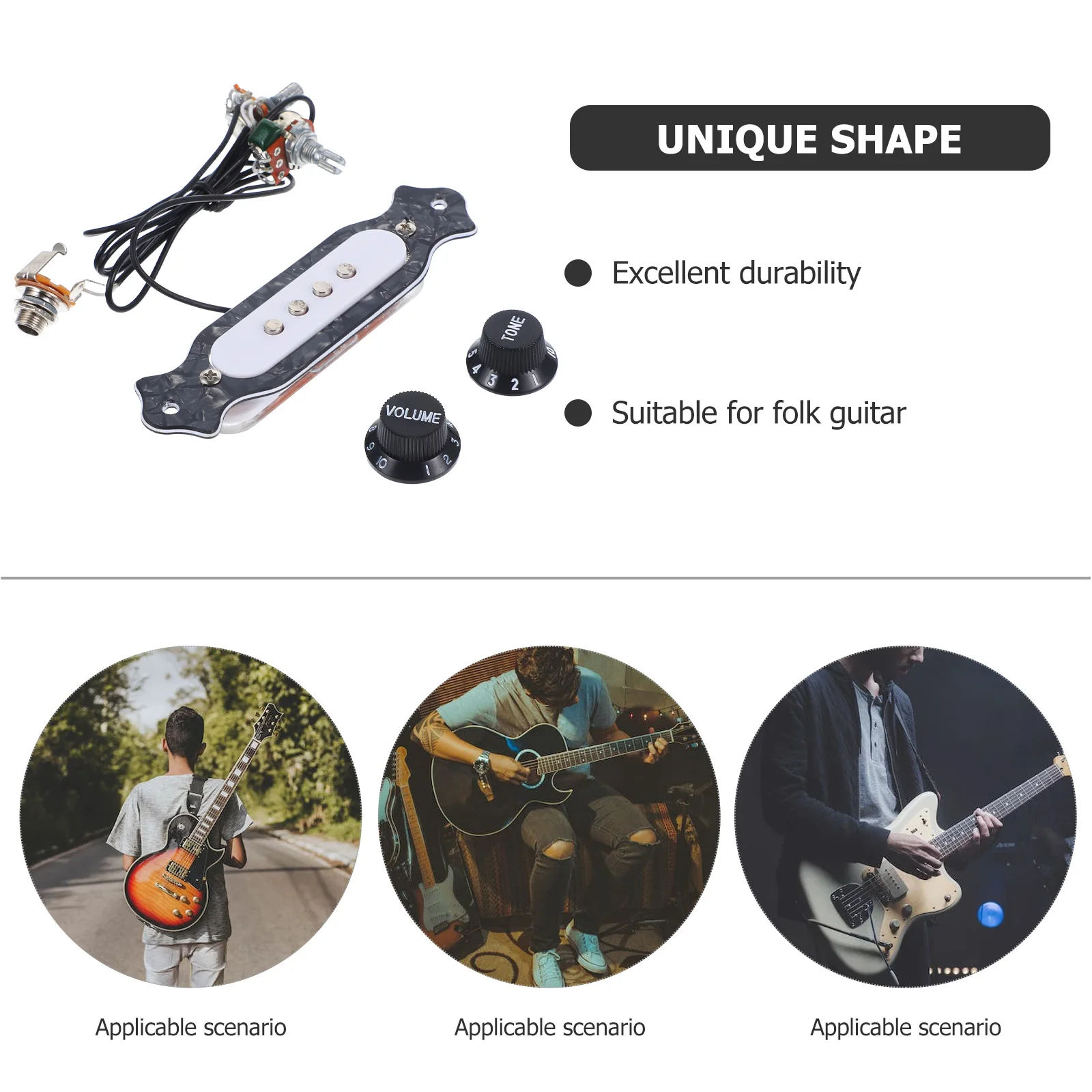 

Four-string Pickup Soundhole with Volume Tone Control Knob Black Pre-wired