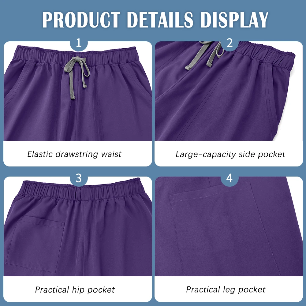 Medical Uniforms for Women V-neck Short Sleeve Beauty Workwear Suit Hospital Nurse Scrubs Set Doctor Dental Surgery Work Clothes - view 5