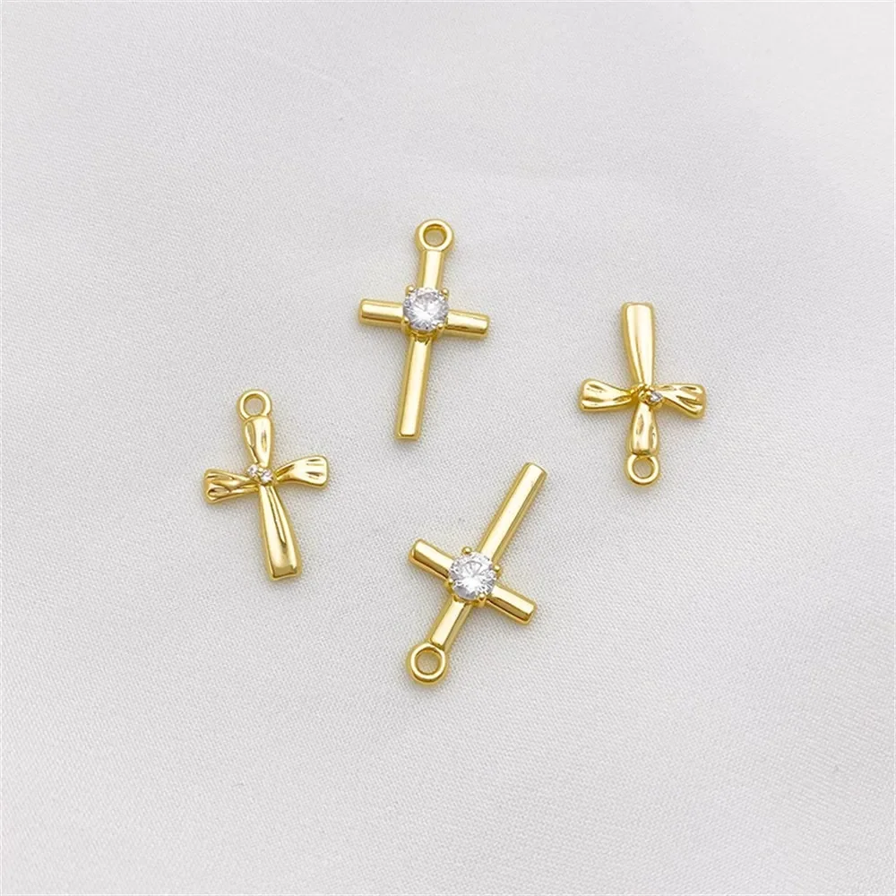 14K vergulde zirkoon slangvormige kruis charme hanger DIY sieraden benodigdheden kralen voor ketting armband ambachtelijke accessoires