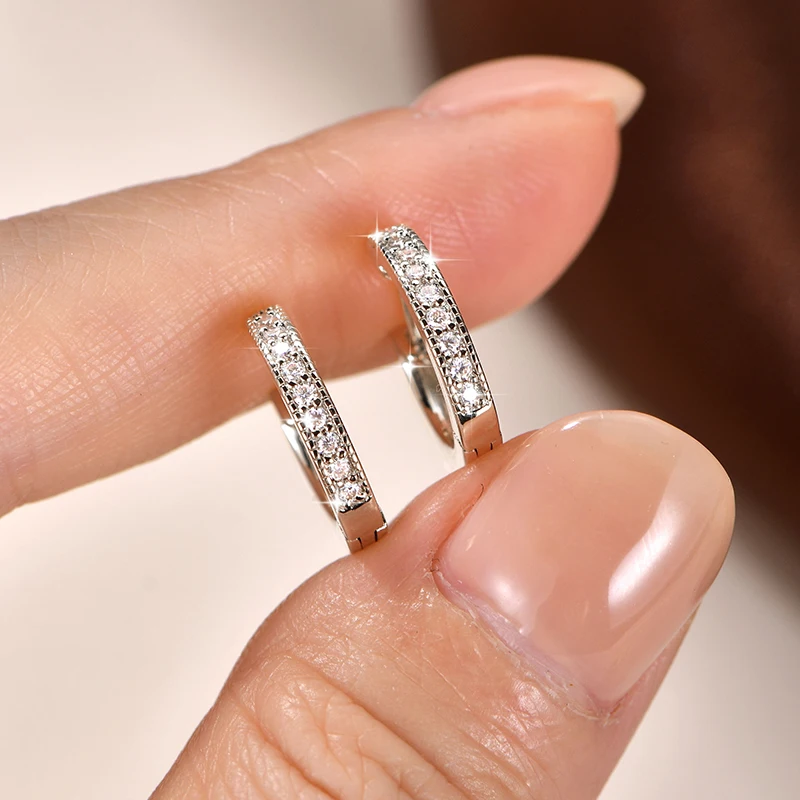 Anziw Cerified 2026 New 1.3mm Moissanite Hoop Earrings For Women Vintage Simple Round Circle Huggie Earring Party Jewelry Gifts