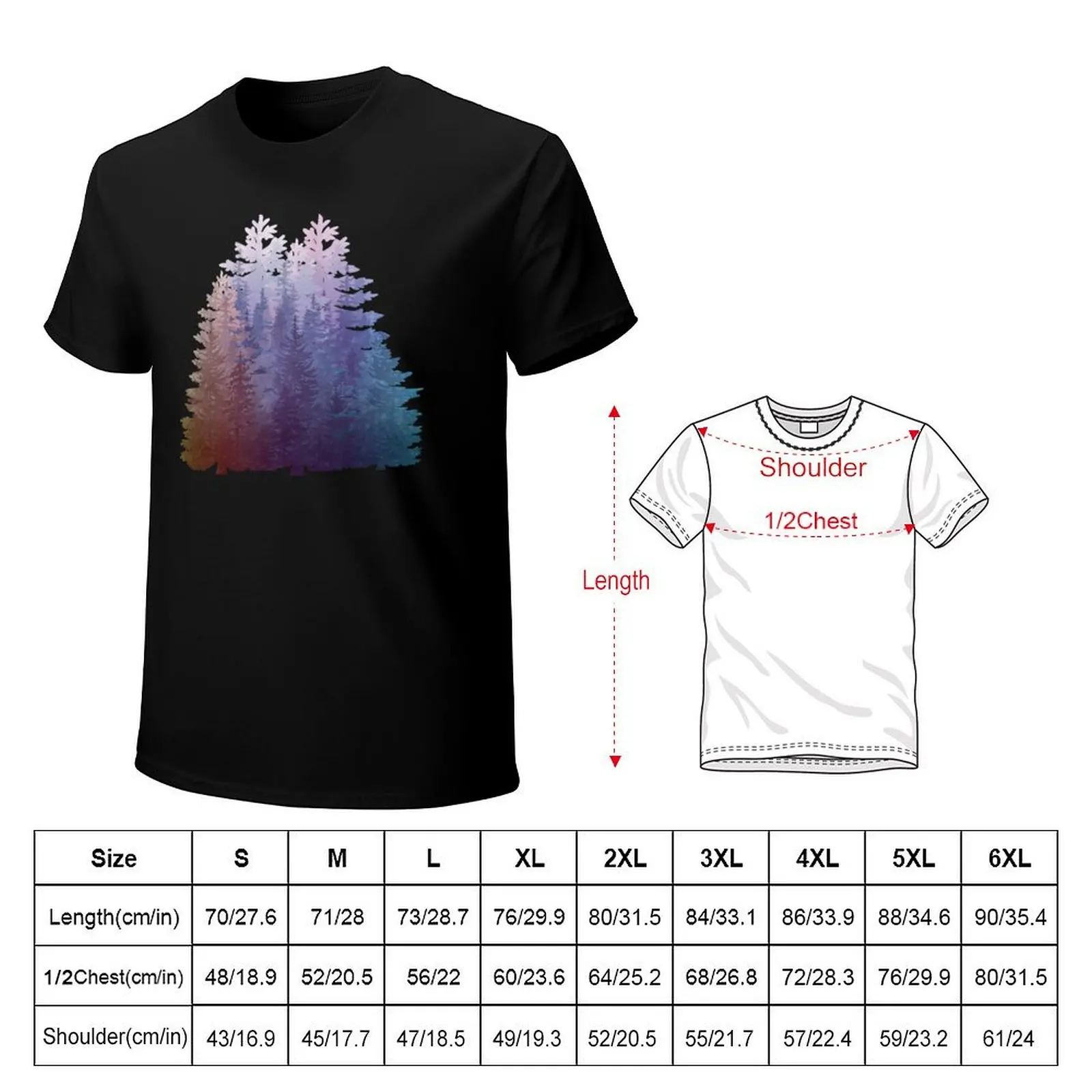 My Misty Secret Forest Pine Trees T-Shirt Relaxed Casual Short Sleeve Tee