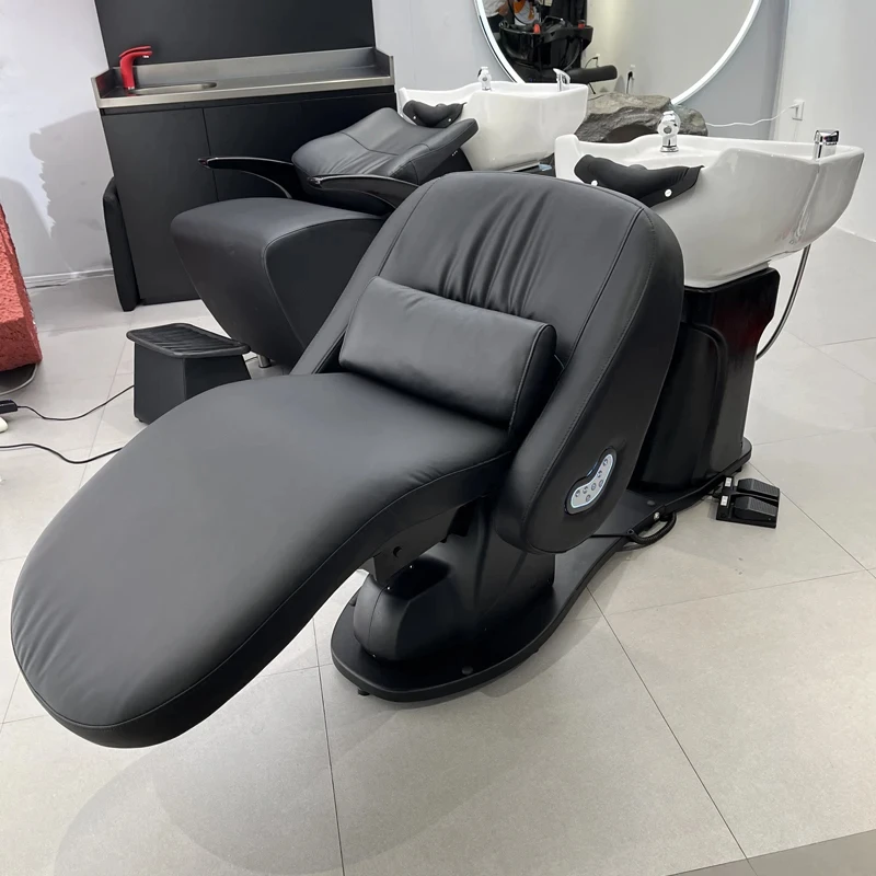 Barber Shop Shampoo Chair for Hair Salon Lying Half Ceramic Basin