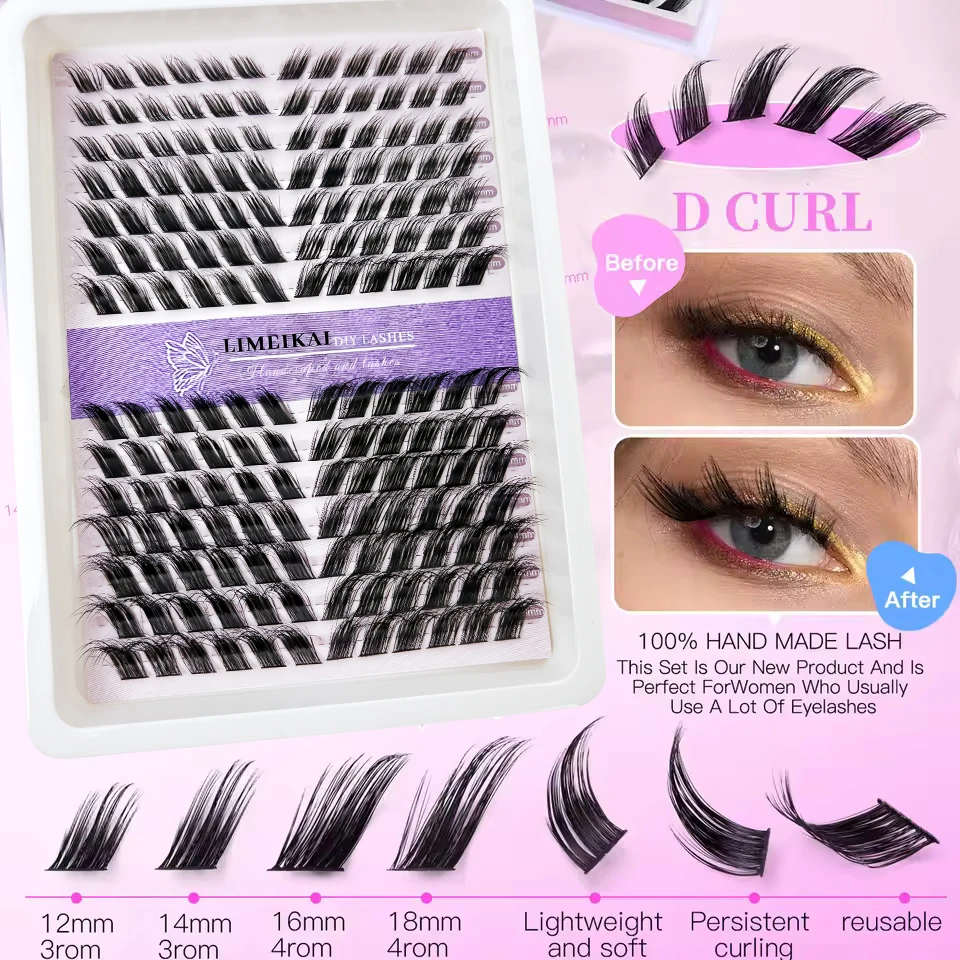 168 Clusters C-Curl DIY Lash Extensions, Fox Eye Wispy Individual Lashes, 12-18mm Mixed Length