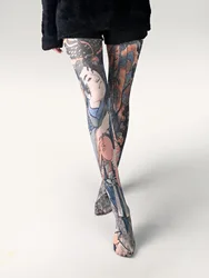 Meias estampadas graffiti para mulheres, meia-calça sem costura, meias longas sexy femininas, meias de cintura alta, treliça de borboleta, 2024