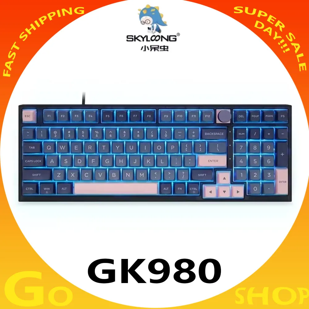 

Skyloong Gk980 Mechanical Keyboard Multifunctional Knob Rgb Gaming Keyboard Hot Swap E-Sports Office Pc Gamer Accessories Gifts