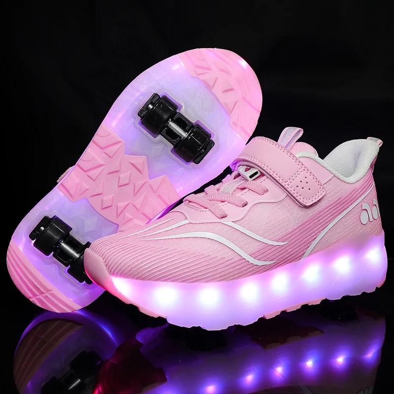 

2025 New Cool Multi-Light Roller Sneakers: Boys' 2-Wheel Shoes, Girls' Wheeled Skates for Students