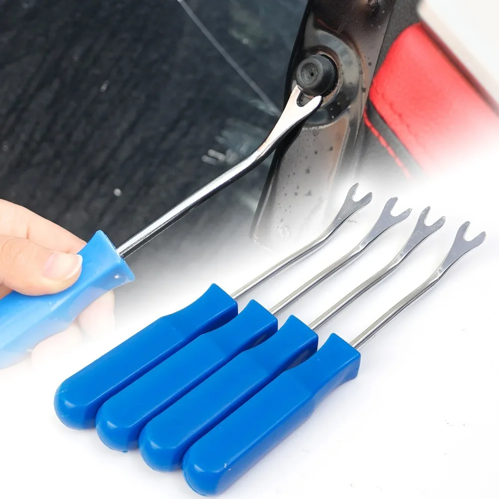 1/2pcs Car Door Removal Tool Blue Car Trim Panel Fastener Nail Puller Removal Open Pry Tool Clip Plier Quickly Repair Accessory