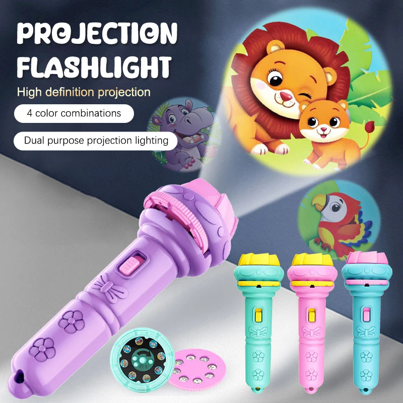 Cartoon Mini Flashlight Projector 24 Pattern Projection Flashlight Puzzle Toys Baby Early Education Toy Children Christmas Gift