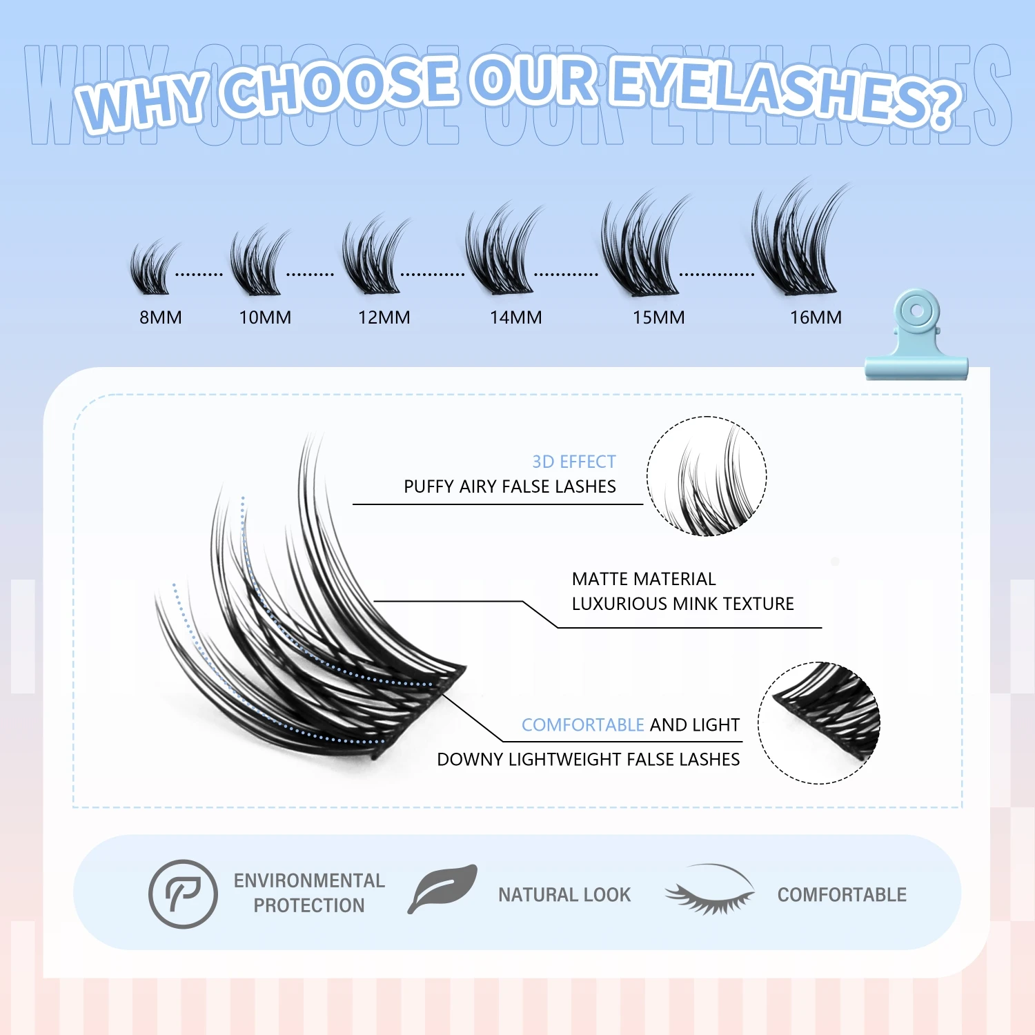 GROINNEYA Kit grappoli per ciglia Ciglia per gatti con legame per ciglia e sigillo Cluster Estensioni ciglia Kit grappole per ciglia fai da te Fai da te a casa