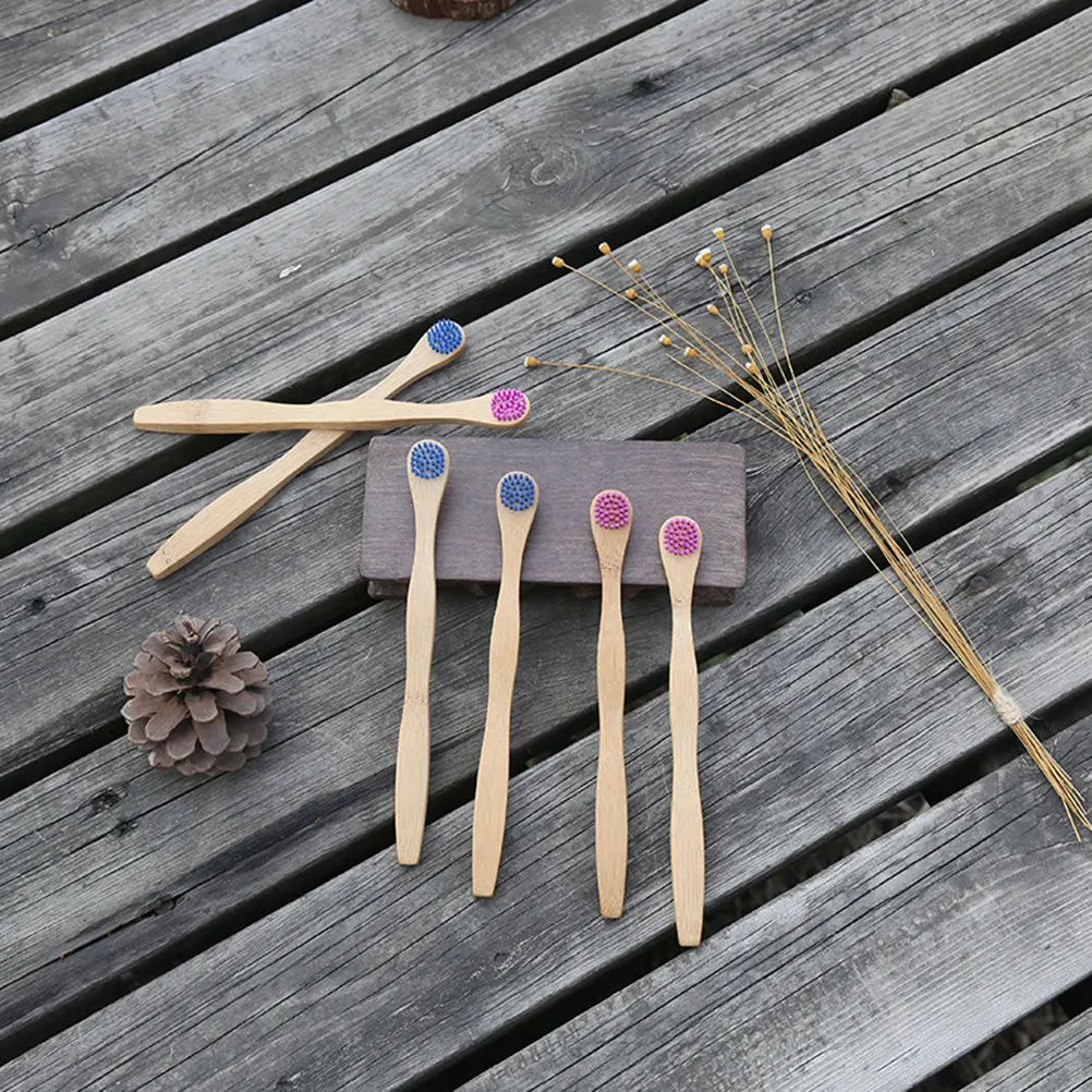 

4Pcs Eco Friendly Tongue Care Toothbrush Bamboo Bristle Brush for Effective Oral Cleaning Comfortable Anti Slip Handle