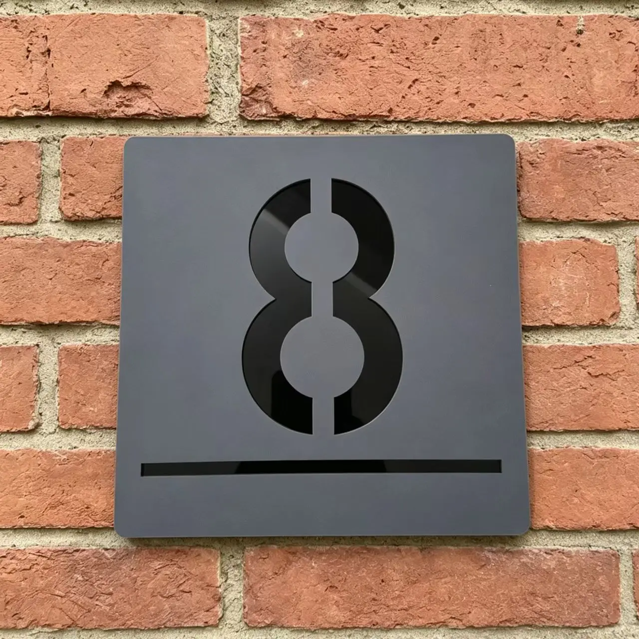 Custom Modern House Number Sign, Matte Gray-Black Acrylic Address Plaque with Mirrored Lettering, Home Door Plate
