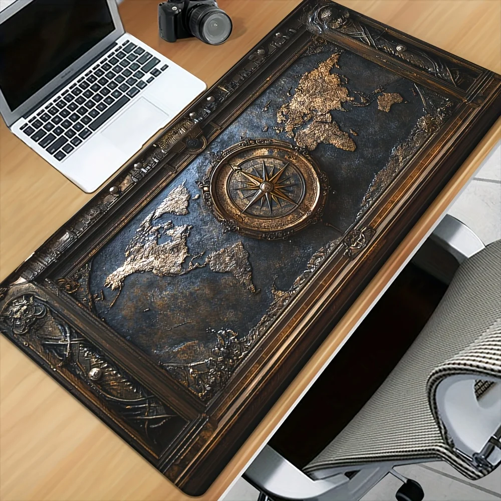 

1pc retro compass design mousepad is made of anti-slip rubber and is washable making it suitable for office workers and gamers