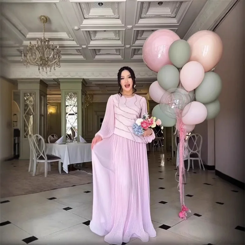 

Pink 2 Pcs Women Suit Skirt Set Blazer+Prom Dress Elegant Ruffles Wedding Party Gown Formal Office Lady Evening Birthday Robe