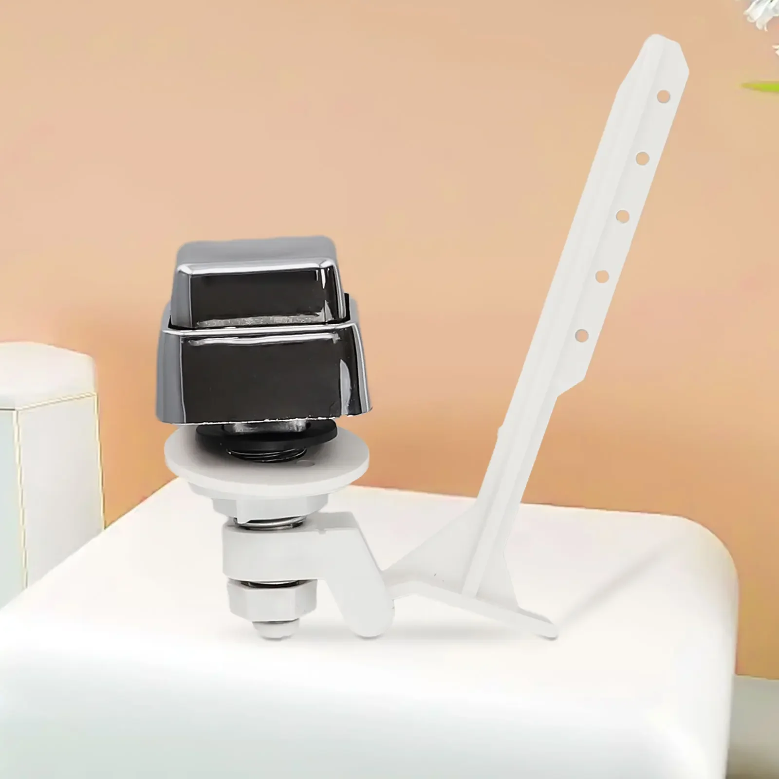 Push Button Flush Kit for Side Mount Toilet Water Tanks Featuring Plastic Trip Lever and Reliable Spring-Driven Reset
