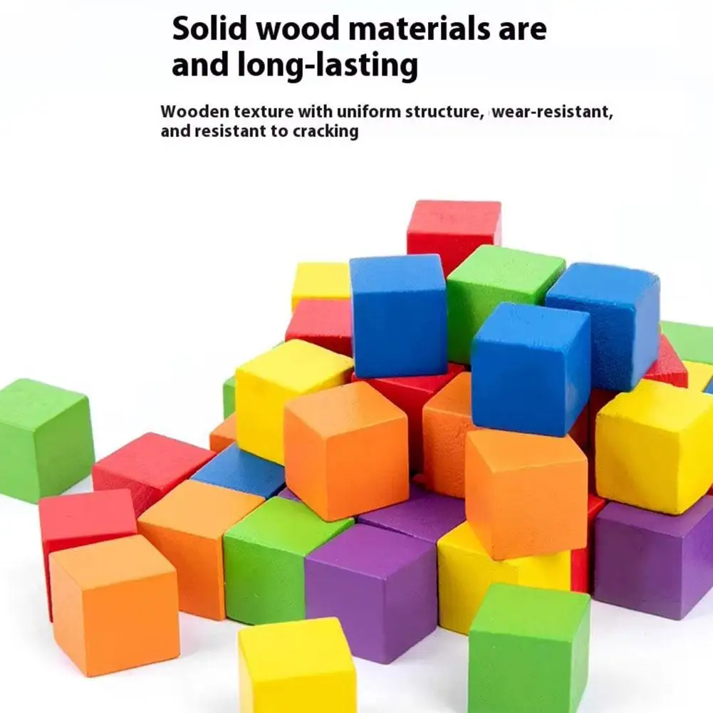 Kolorowe drewniane klocki dla dzieci - edukacyjna gra w układanie klocków dla chłopców i dziewczynek, idealny prezent urodzinowy