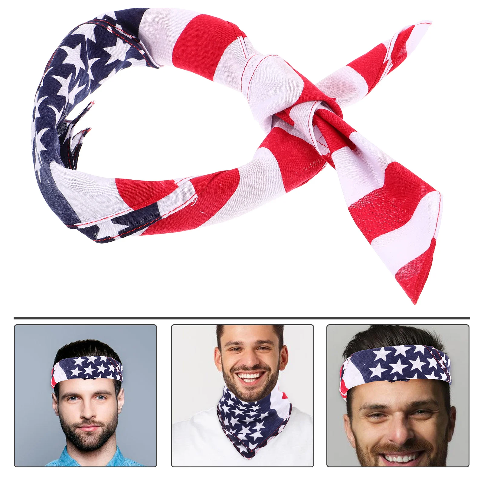 

Patriotic Headband Men's Pocket Square Printed Headscarf Bandana Independent Day Accessories Small