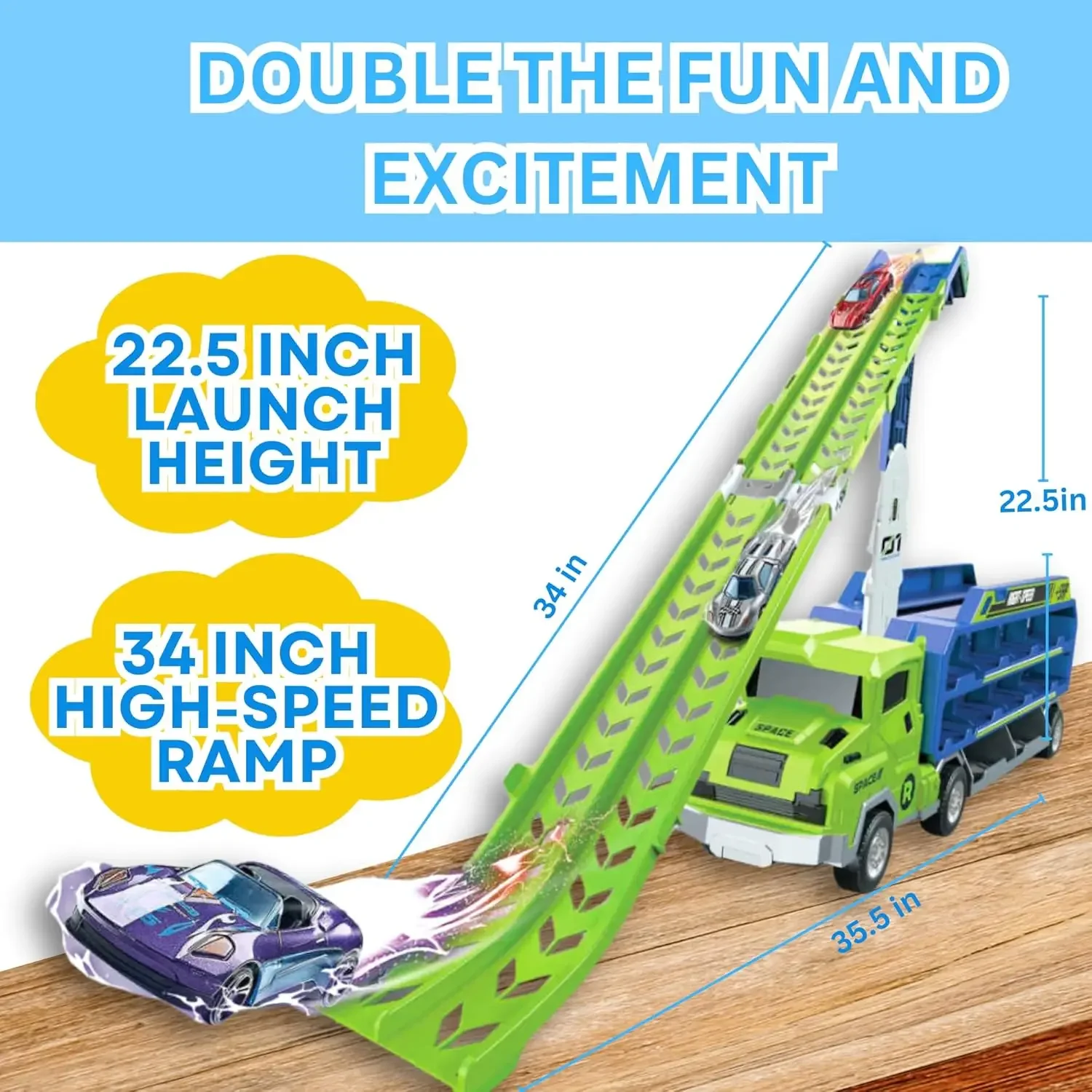 3D Rail Car - Over the Track, High Impact Flying Car - Transformed Inertial Car Puzzle Power Car Toy Set - Alloy Car Toy Set