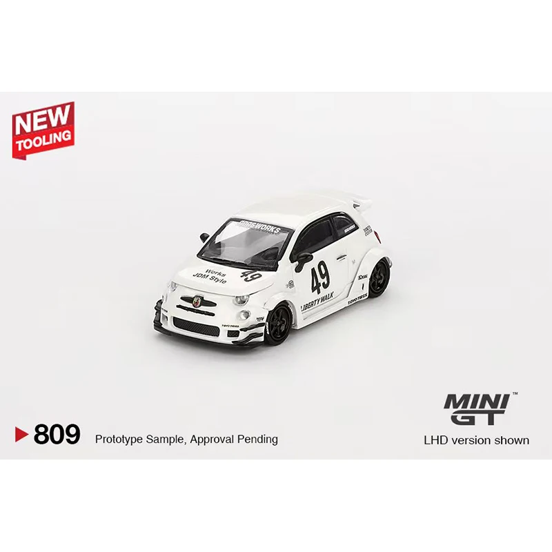 PreSale MINIGT 809 1:64 LBWK Abas Works ABARTH 595 Gara White Diecast Car Model Collection Toys