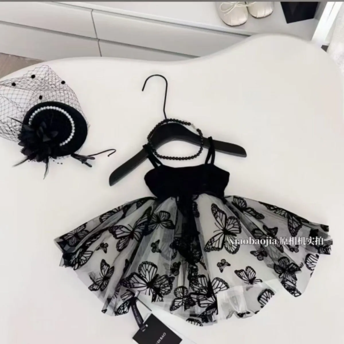 

Girls' suspender dress summer Korean version children's black swan dance dress
