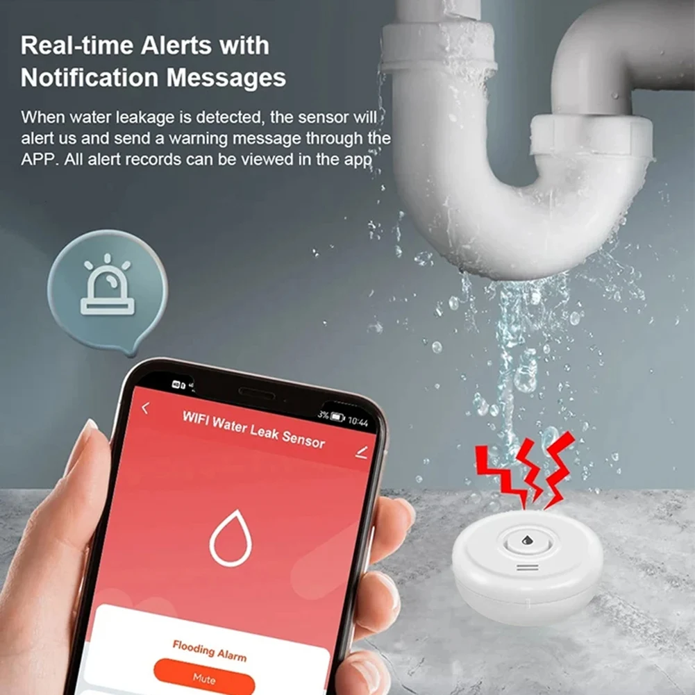 EVENTS DAY Tuya Wifi Flood Sensor Smart Life App Water Leak Sensor Detection Loudly Sound Alarm Linkage Alert Application