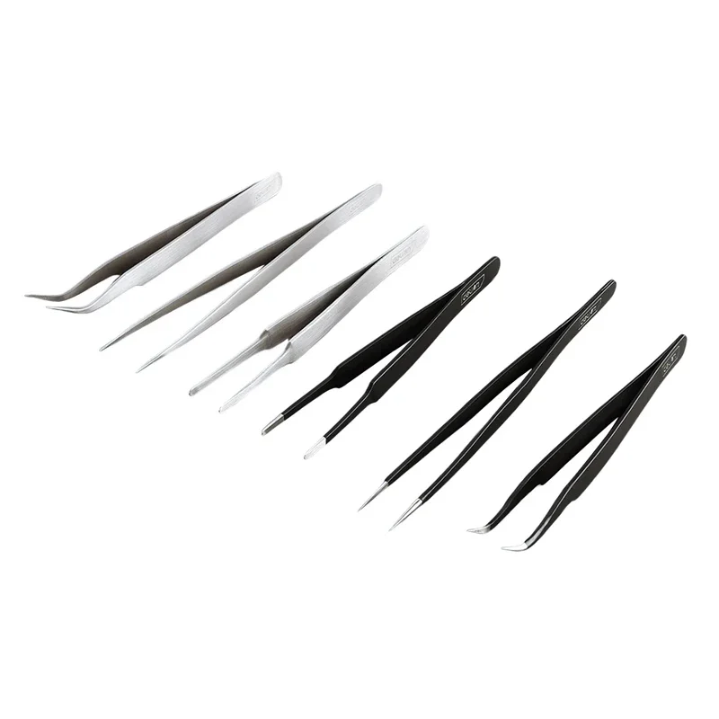 DELI Precision Tweezers Anti-Static Stainless Steel Tweezers Repair Tools for Electronics Repair Soldering Craft Tools