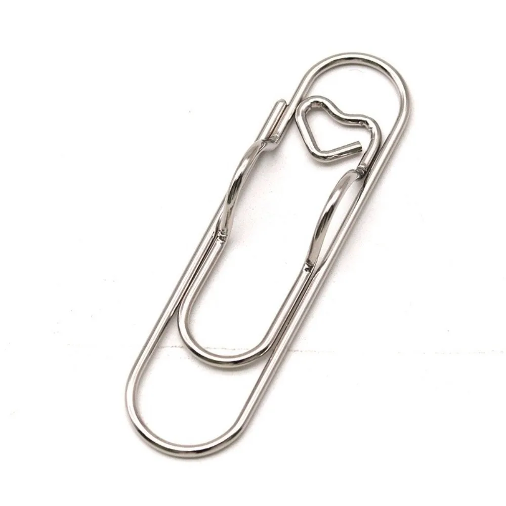 Multi-functional Love Model Paper Clips Heart Shape DIY Pen Holder Metal Ticket Bookmarks Stationery