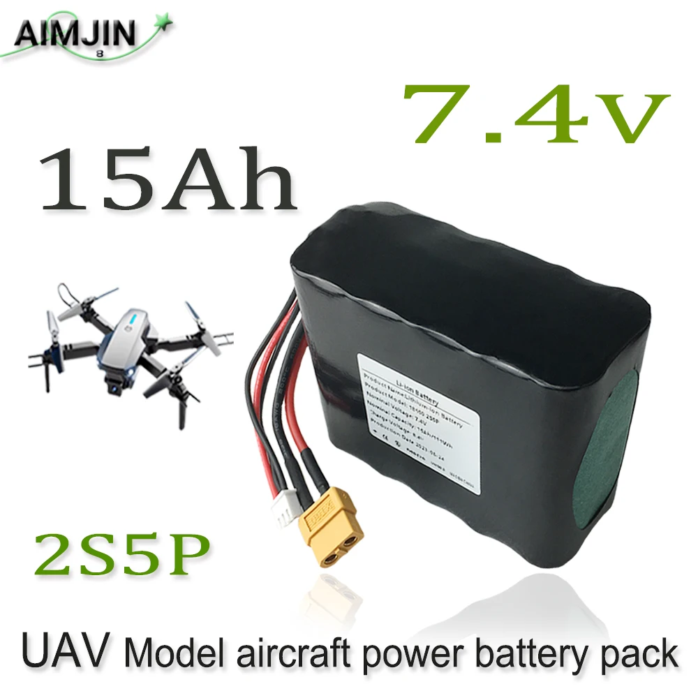 

7.4V 15Ah 2S5P 8.4V High Capacity UAV Rechargeable Li-ion Battery for Various RC Airplane Quadrotor XH2.54-3P XT60