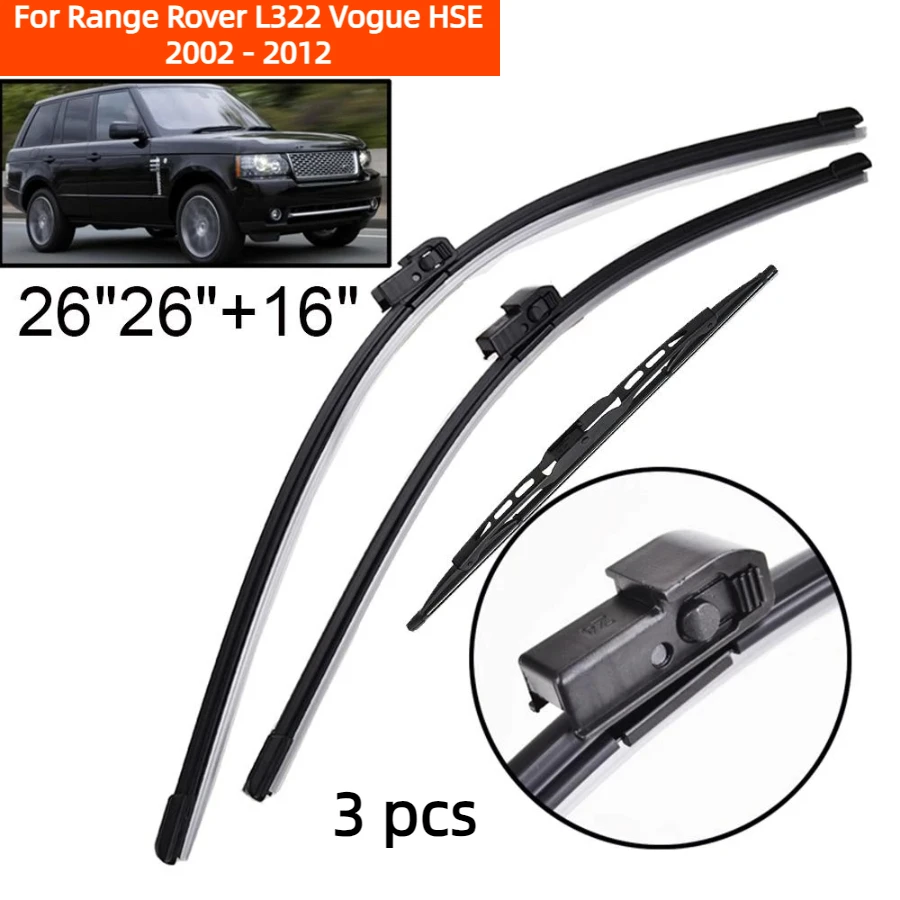 ZHANGU Wiper Front & Rear Wiper Blades Set For Range Rover L322 Vogue HSE 2002 - 2012 Windshield Windscreen Window 26