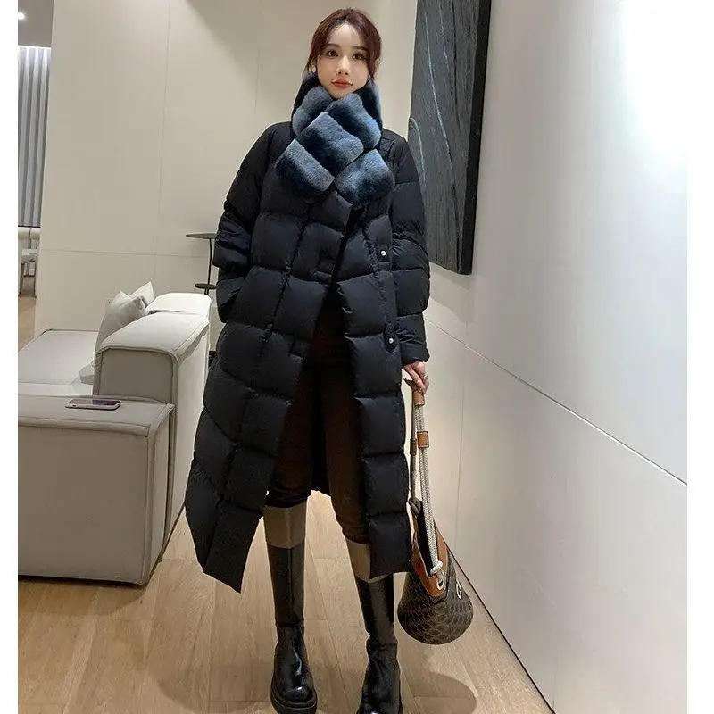 

Long Over-Knee Du down Jaet Women Loose Slimming Winter New High-End European Goods Thiened Faion Outerwear
