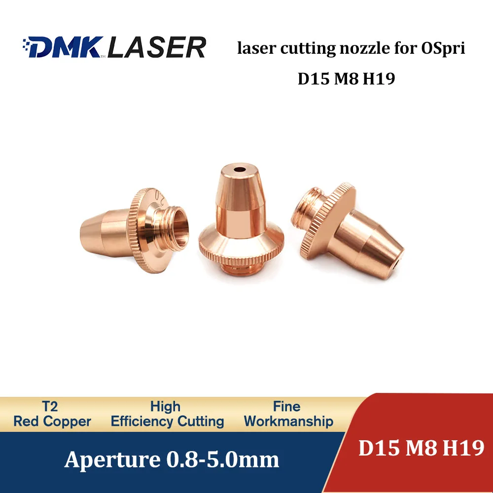 Ospri Laser Head Using Single Laser Nozzle Double Layer For M8H19 Fiber Laser Head Accessories Red Copper Cutting Nozzle