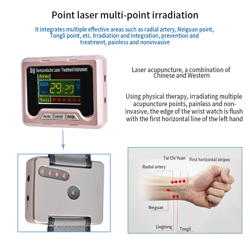 650nm Laser LLLT Low Light Wrist Watch Diode Laser Physiotherapy Therapy Diabetes Hypertension Rhinitis Treatment Cholesterol