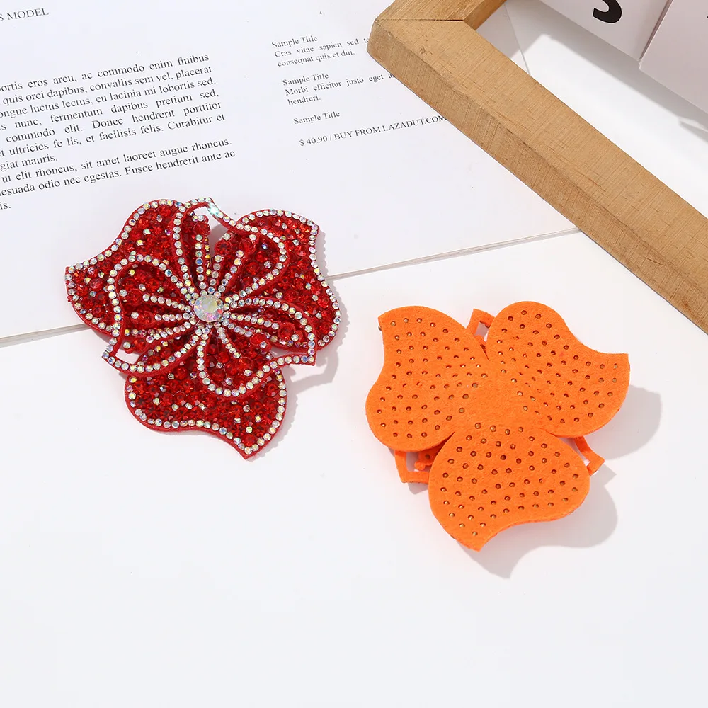 Three Dimensional Flower Cloth with Rhinestone Petal Decoration Patch DIY Clothing Decoration Accessories