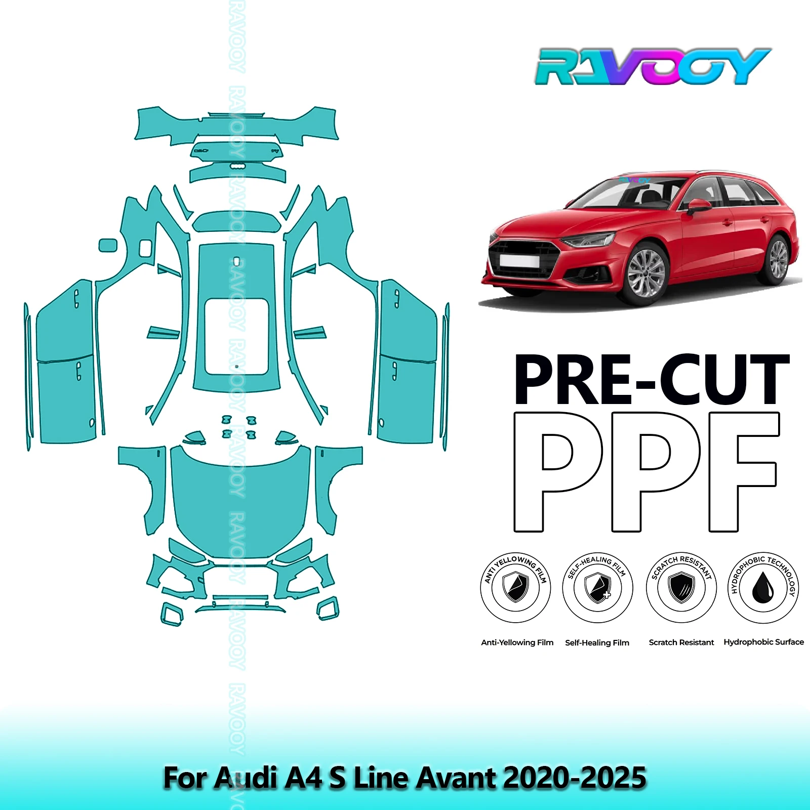 

Full Vehicle Clear Bra Precut PPF Paint Protection Film For Audi A4 S Line Avant 2020-2025
