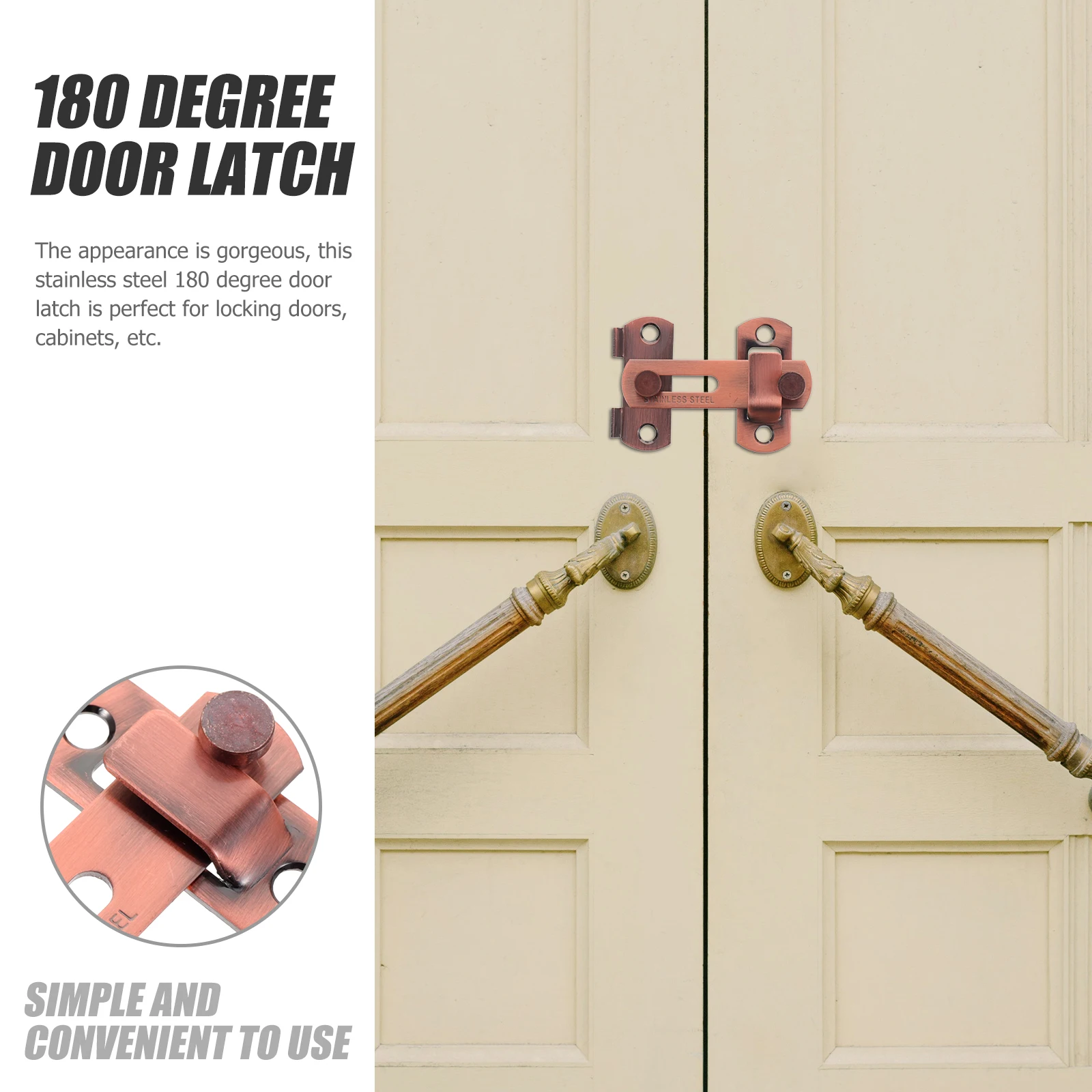 

2 Sets Door Lock Barn Gate Latch Metal Locks Stainless Steel Bolt for Bathroom inside