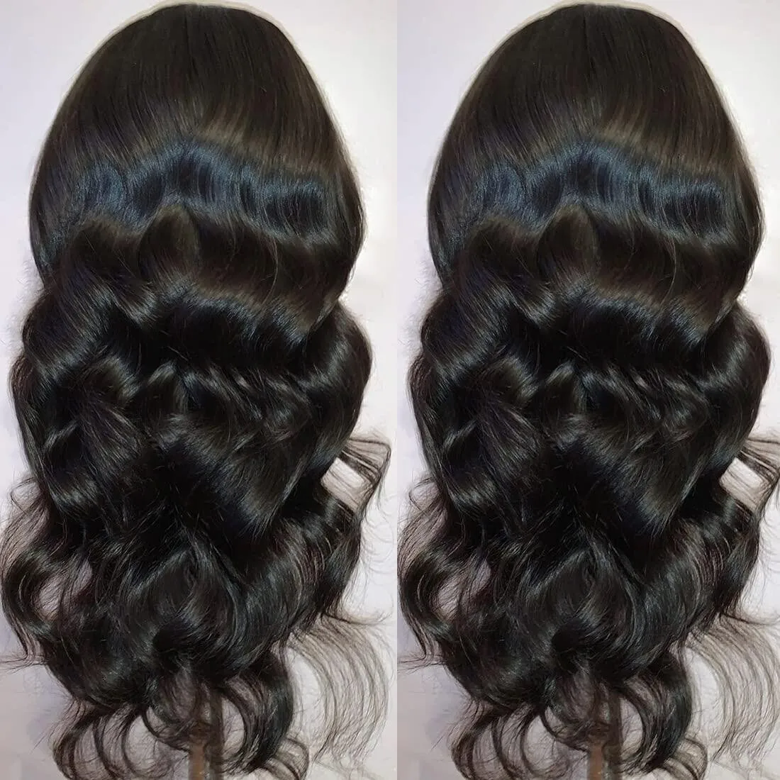 

High Elastic Breathable Front Lace Wig Black 13x4 Women's Center Split Large Wave High-temperature Silk Wig Simulated Human Hair