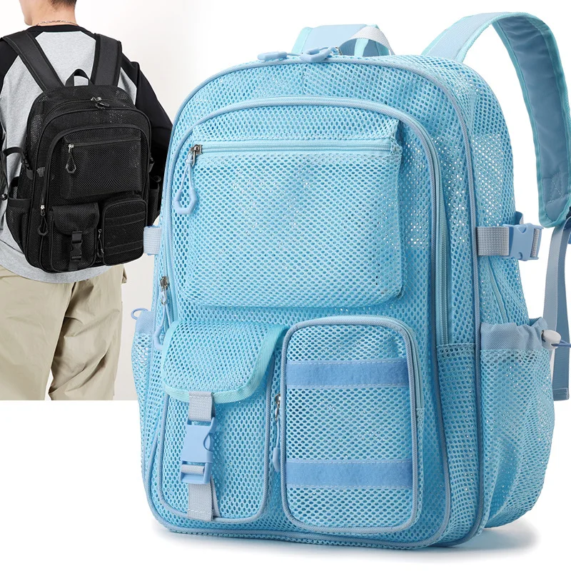 New Multi-pocket Backpack with Dual Shoulder Straps - Large Capacity Student School Bag - Multi-functional Mesh Computer Bag