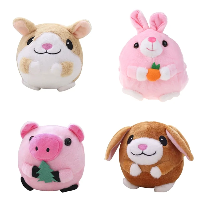 Pelota que rebota para mascotas, cerdo dibujos animados, perro para muñeca, juguete eléctrico USB felpa, juguetes lindos