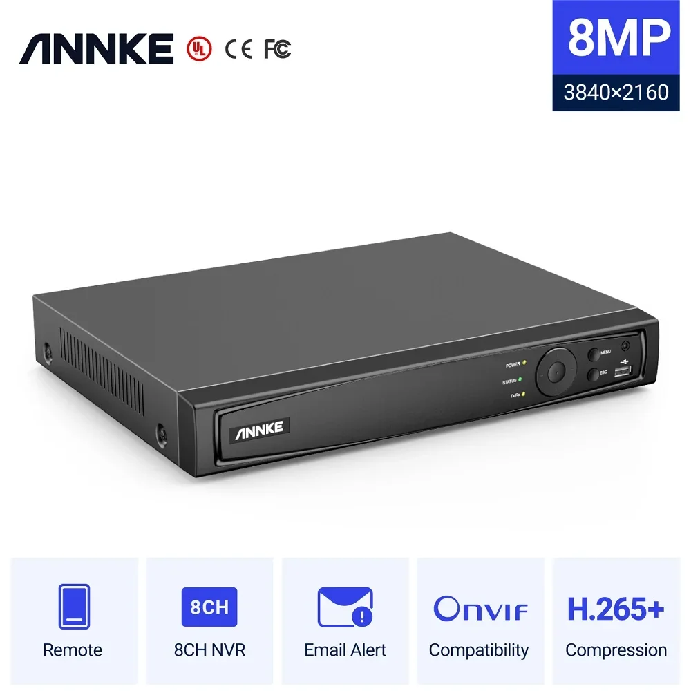 ANNKE 8CH 4K Ultra HD H.265 Smart Playback PoE Recorder 8MP Netzwerk Video Power Over Ethernet NVR Recorder