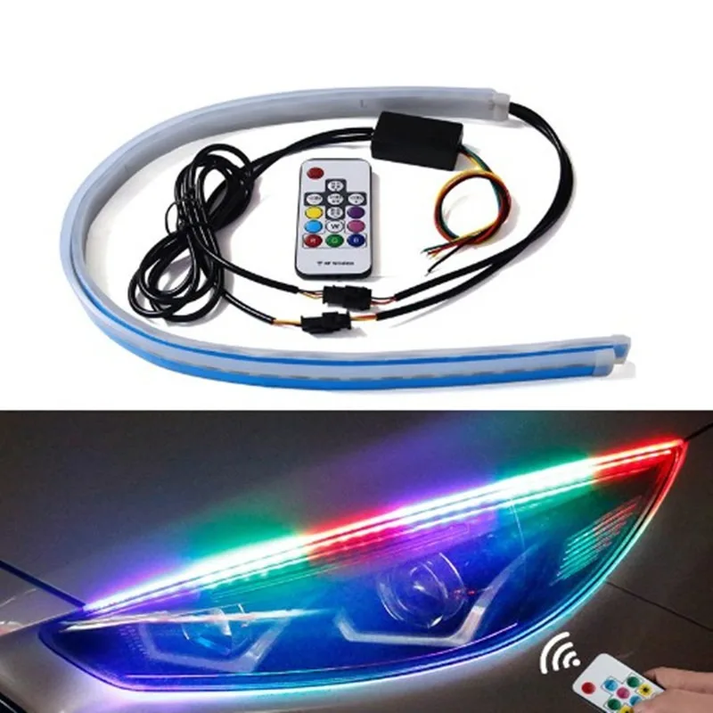 Waterproof Flowing RGB LED Turn Signal Light Strip with Multiple Sizes Remote Control