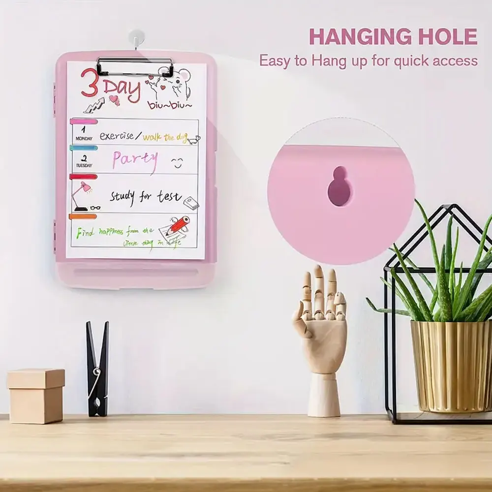 

1PC Multifunctional PP plastic double-layer folder with storage compartment, pen slot and paper clip, lightweight and portable.