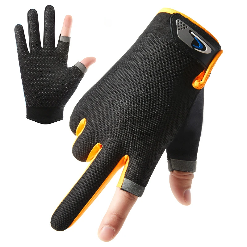 Verão masculino equitação luva feminino dois dedos corte masculino touchscreen pesca anti-deslizamento à prova de sol respirável ciclismo luvas de