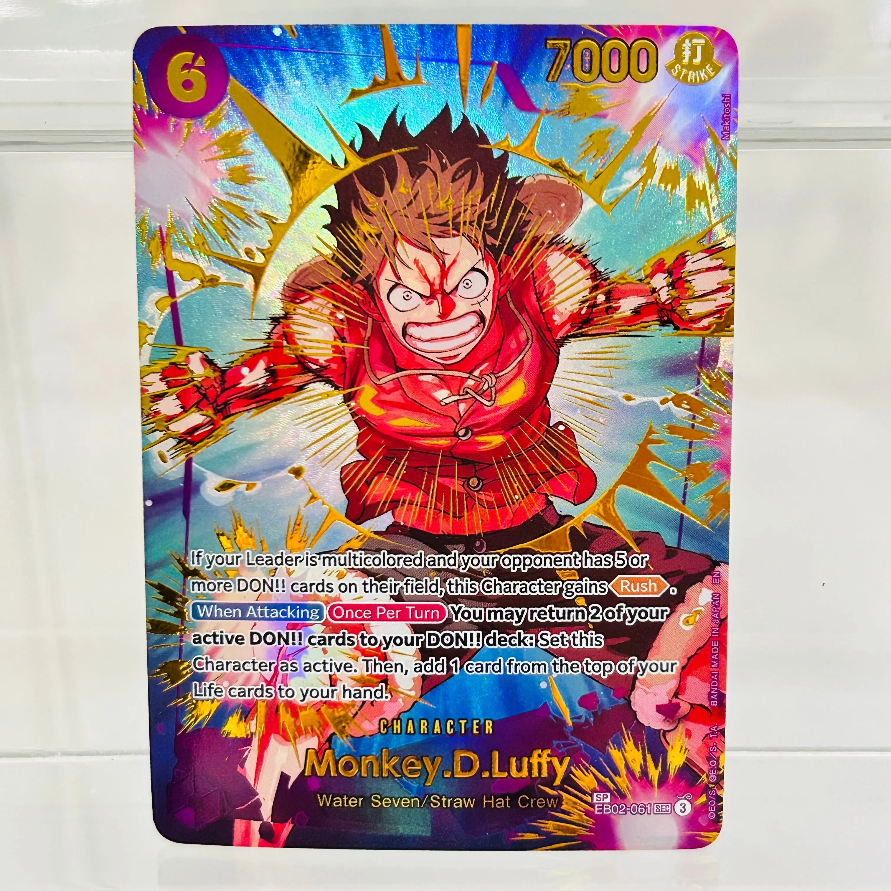 

One Piece Monkey.D.Luffy EB02-061 English DIY Card with Gold Foil & Holographic Texture, Premium Anime Collection Card